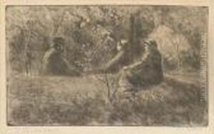 Repos Du Dimanche Dans Le Bois (delteil 99 Iii) by Camille Pissarro