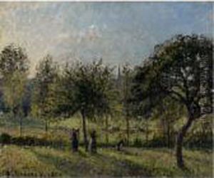 Soleil Couchant, Automne Eragny by Camille Pissarro