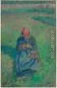 La Gardienne De Vaches A Pontoise by Camille Pissarro