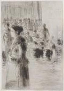 La Bonne Faisant Son Marche. by Camille Pissarro