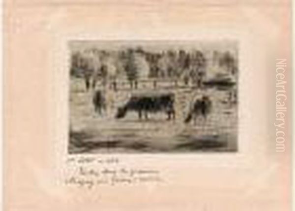 Vaches Dans Les Prairies D'eragny, Pres Gisors. 1888 (delteil 78) 80 X 120 - view 1
