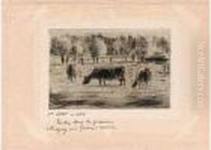 Vaches Dans Les Prairies D'eragny, Pres Gisors. 1888 (delteil 78) 80 X 120 by Camille Pissarro