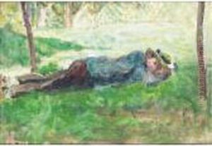 Jeune Paysan Couche Dans L'herbe