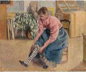 Femme Tirant Son Bas