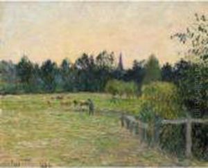 Vacheur Dans Un Pre A Eragny by Camille Pissarro