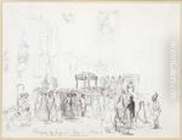 The Good Friday Procession 
Outside The Cathedral Of Caracas, With Asubsidiary Study Of The Virgin 
And A Woman's Head - view 1