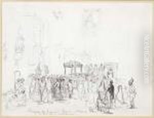 The Good Friday Procession 
Outside The Cathedral Of Caracas, With Asubsidiary Study Of The Virgin 
And A Woman's Head
