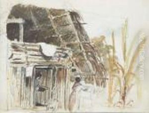 A Hut With Two Women And A Dog 
In The Foreground, Galipan (recto);studies Of Women And A Men In A Hat 
(verso)
