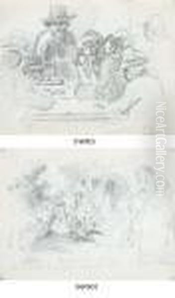 A Group Of Indians Playing Cards
 Around A Table, Galipan (recto);the Country House Of The Sturups Family
 In Savana Grande, With Astudy Of Woman Seen From Behind (verso) - view 1