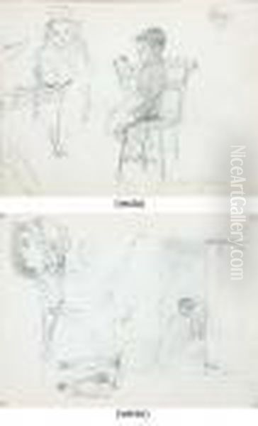 A Seated Boy Reading, With A Boy
In A Hat And Study Of A Face(recto); Studies Of A Woman Holding A Baby,
A Woman's Head Inprofile To The Left, Two Figures And A Seated Woman
(verso) - view 1