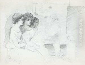 Three Women Seated In An 
Interior, With A Man And A Baby In Thebackground (recto); Studies Of A 
Woman Kneeling On Her Elbow,bust-length, A Donkey's Head, A Man In A 
Hat, And A Scene With Aman With A Wheel Begging From Two Women (verso)