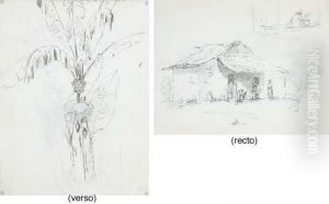Figures In Front Of A Hut, With 
Studies Of Two Figures Cooking, Onekneeling (recto); A Palm Tree (verso)