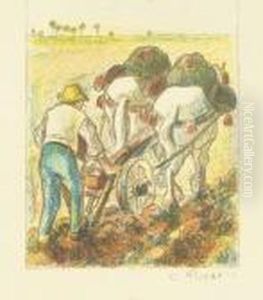 La Charrue (delteil 194) by Camille Pissarro