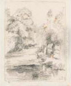 View Of Trees And Brook by Camille Pissarro