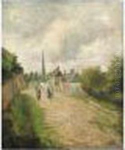 L'entree Du Village D'eragny by Camille Pissarro