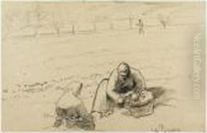 Paysannes Travaillant Aux Champs by Camille Pissarro