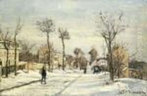 La Route Par La Neige, Louveciennes by Camille Pissarro