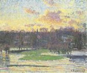 Inondation Soleil Couchant by Camille Pissarro