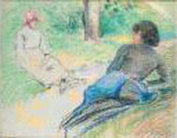 Deux Paysannes Assises Au Bord D'un Chemin, Vers 1880 - view 1