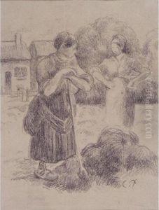 Paysanne A La Fourche by Camille Pissarro