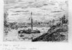 L'oise A Pontoise. 1874. by Camille Pissarro