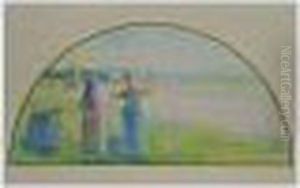 Paysannes Dans Les Champs, Eragny by Camille Pissarro
