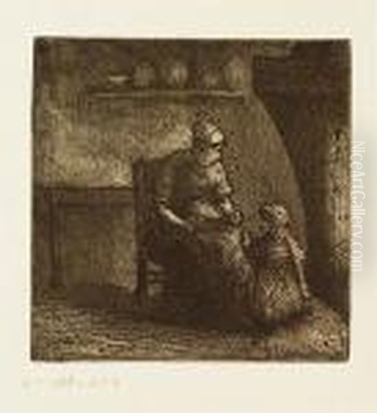 Paysanne Donnant A Manger A Un Enfant<</b> - view 1