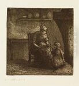 Paysanne Donnant A Manger A Un Enfant<</b> by Camille Pissarro