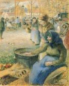 La Marchande De Marrons, Foire De La St. Martin, Pontoise by Camille Pissarro