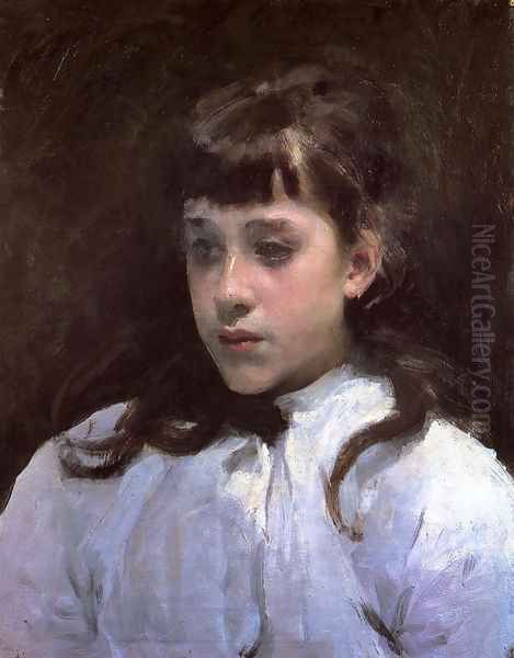 Young Girl Wearing a White Muslin Blouse - view 1