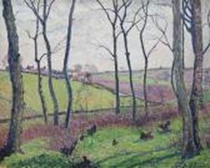 Landscape Through Trees, Tilty Wood by Lucien Pissarro