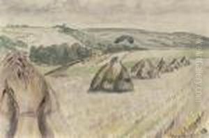 Haystacks, Eragny by Lucien Pissarro