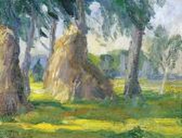 Haystacks In Landscape - view 1