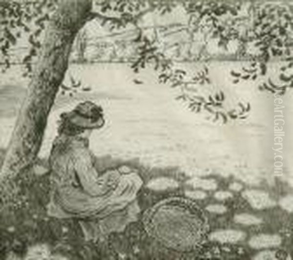 Girl Seatedbeneath A Tree - view 1