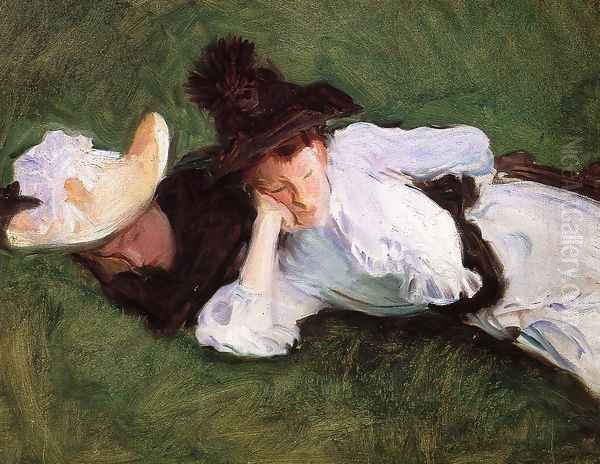 Two Girls Lying on the Grass - view 1