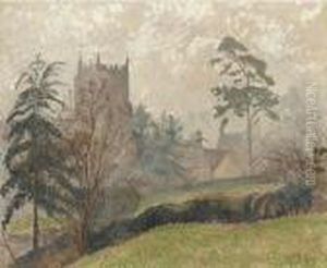 St Mary's Church In The Mist, East Knoyle by Lucien Pissarro