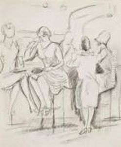 Scene De Bar - Place De La Concorde - Femme Assoupie by Ludovic Rodo Pissarro