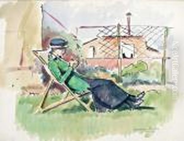 Jonge Vrouw In Tuinstoel - view 1
