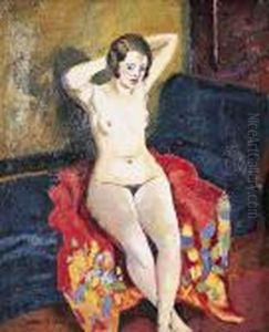 Modele Nu Assis Sur Le Canape by Ludovic Rodo Pissarro