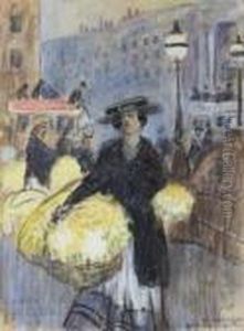 Piccadilly Circus, Marchan (sic) Dejonquilles. by Ludovic Rodo Pissarro