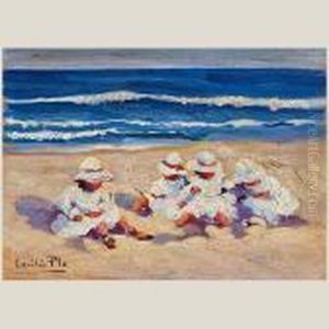Ninos En La Playa by Cecilio Pla