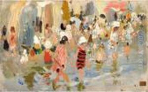 Ninos En La Playa (children On The Beach) by Cecilio Pla