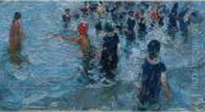 Personajes En La Playa (children On The Beach) by Cecilio Pla
