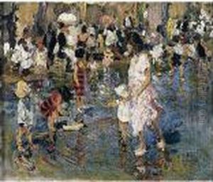 Ninos En La Playa (children On The Beach) by Cecilio Pla