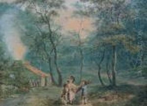 A Landscape With A Cottage And Figures