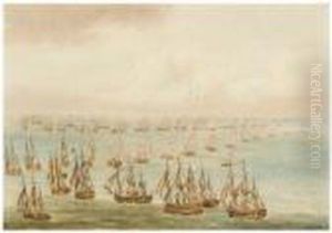 An English Fleet Of About 25 Ships