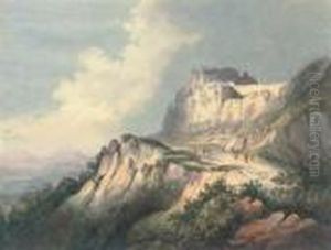Figures Passing Along A Mountain Path