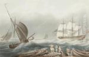 Man O War And Other Shipping In A Squally Sea