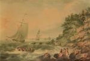 Shipping Off A Rocky Coastline