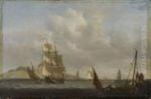 Fishing Vessels And A Two Masted Schooner Off The Poolbeglighthouse